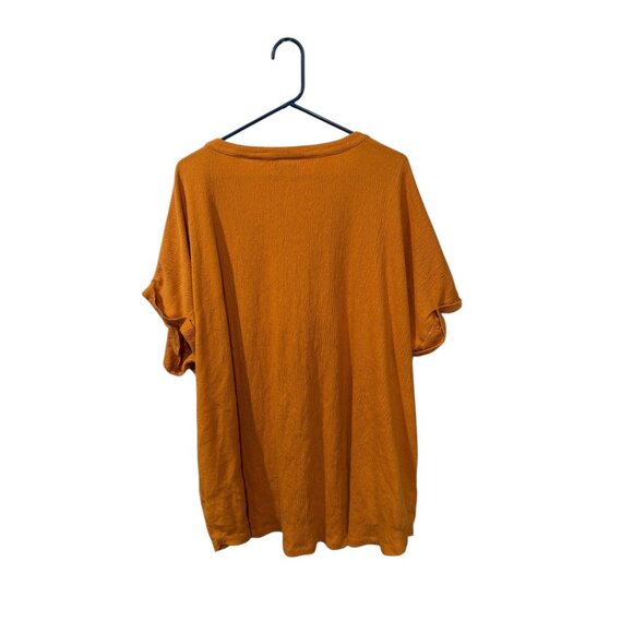 Ava & Viv Womens mustard yellowTextured V-Neck Blouse Size 4X Lightweight & Rela - Picture 4 of 4